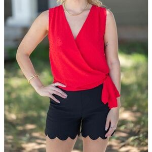 Veronica M Made in USA Cherry Red Sleeveless Blouse Size Large